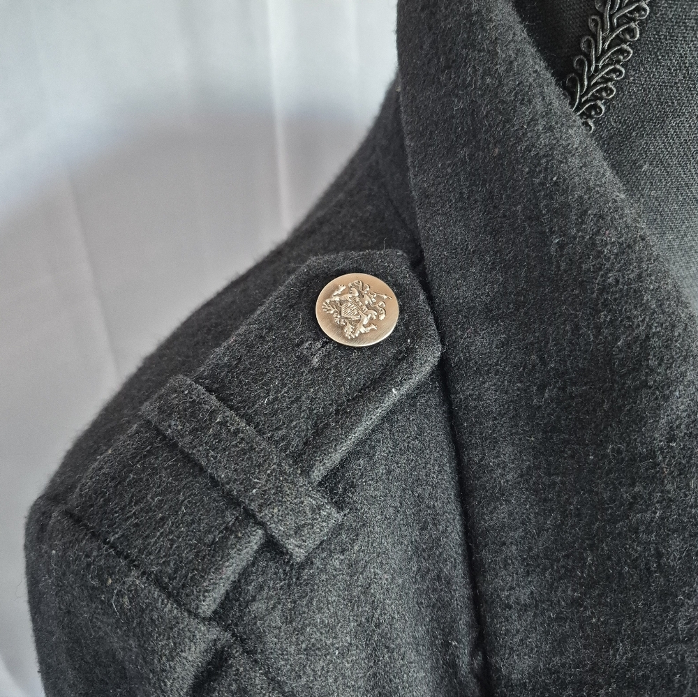 Vintage Guess Black Wool Pea Coat Womens Small Classic Minimalist Clean Girl - Picture 2 of 16